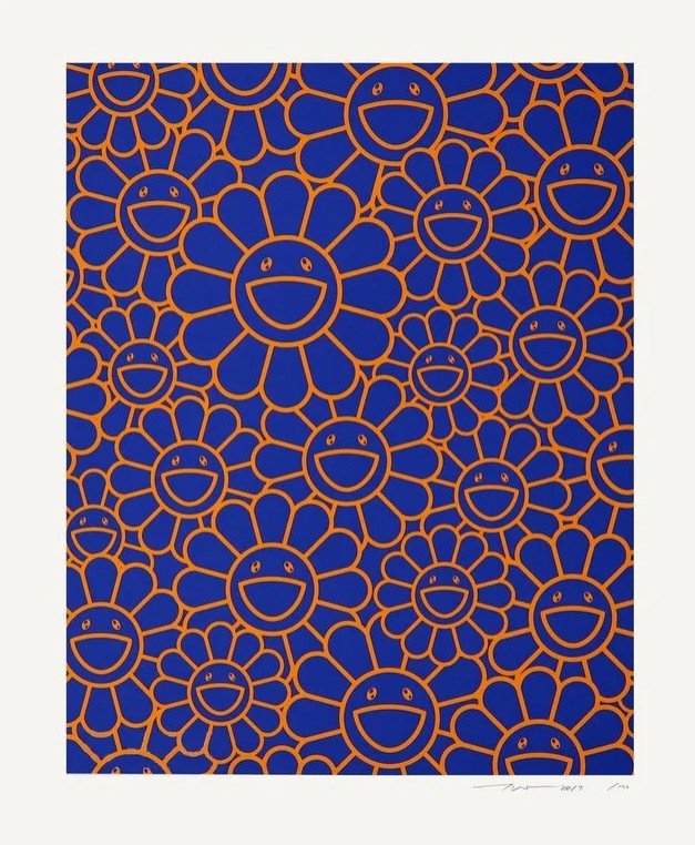 August Joy (orange/blue flowers)